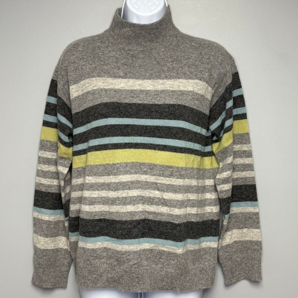 Pendleton Striped Mock Neck Preppy Light Wool Rabbit Hair Sweater Womens‎ Sz M